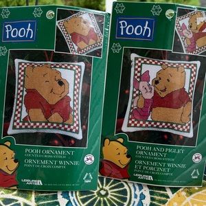 Vintage Pooh Cross Stitch Ornament kits- set of 2- New